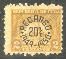 XW01-1909 Cuba 1949-1950 2 Centavos Yellow Jaune - Usados