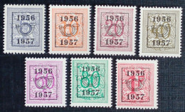 Belgie 1956/57 Obp.nrs.PRE 659/665 Cijfer Op Heraldieke Leeuw - Type E - Reeks 49 - Typografisch 1951-80 (Cijfer Op Leeuw)