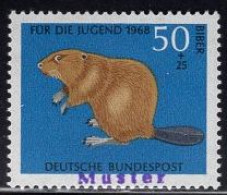 GERMANY(1968) Beaver. MUSTER (specimen) Overprint. Scott No B433. - Autres & Non Classés