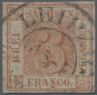 Sachsen - Marken Und Briefe: 1850, 3 Pfg. Lebhaftrot, Platte III, Pos. 17, Farbf - Sachsen