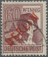 Berlin: 1949 60 Pf. Lebhaftbraunrot Mit DOPPELTEM AUFDRUCK In Rot, Gestempelt "B - Other & Unclassified