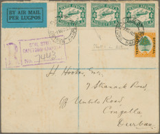 South Africa: 1925/1938 Six Airmail Covers To England (2) Resp. Inland, With 192 - Brieven En Documenten