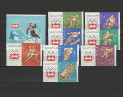 Hungary 1963/1964 Olympic Games Innsbruck Set Of 8 + S/s Imperf. MNH -scarce- - Inverno1964: Innsbruck