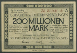 Solingen Kreis 200 Millionen Mark 1923, Keller 4812 I, Gebraucht (K1199) - Altri & Non Classificati