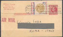 ° CARTOLINA POSTALE DELLO SCRITTORE GIUSEPPE PREZZOLINI INDIRIZZATA ALLA PITTRICE LINUCCIA SABA - 1957 ° - Peintres & Sculpteurs