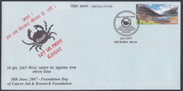 Inde India 2007 Special Cover Cancer, Medical, Medicine, Health, Disease, Diseases, Crab, Pictorial Postmark - Storia Postale