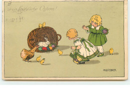 N°17410 - P. Ebner - MM Vienne N°731 - Fröhliche Ostern -Enfants Avec Des Poussins, Une Poule, Un Lièvre Et Des Oeufs - Ebner, Pauli