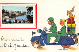 ISLE JOURDAIN : Illustration Jean De Pressac, Bien Arrivés, Moto - Tres Bon Etat - L'Isle Jourdain