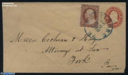 United States Of America 1860 Postal Stationary Envelope 3c Uprated With 3c Stamp From Baltimore (Ma.) To York (Pa.), .. - Briefe U. Dokumente