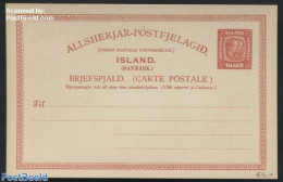 Iceland 1907 Postcard 10A, Without WM, Unused Postal Stationary - Brieven En Documenten