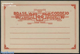 Brazil 1935 Postcard 100R, Red Orange, Unused Postal Stationary - Cartas & Documentos