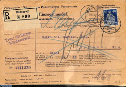 Switzerland 1922 Registered Card From Wadenswil To Goldnach, Postal History - Storia Postale