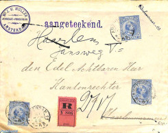 Netherlands 1896 Registered Cover From Amsterdam To Haarlem. 'Aangetekend''. , Postal History - Covers & Documents