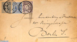 Netherlands 1896 Cover From Amsterdam To Berlin. Princess Wilhelmina (hangend Haar) And Drukwerkzegel , Postal History - Lettres & Documents