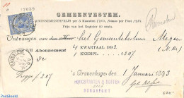Netherlands 1893 Official Mail From Megen To The Hague Via Ravenstein, See All Postmarks. Princess Wilhelmina (hangend.. - Briefe U. Dokumente