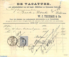 Netherlands 1893 Vacancy Advertisement. See Gemert And Zutphen Postmarks. Princess Wilhelmina (hangend Haar). , Postal.. - Covers & Documents