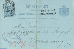 Netherlands 1892 Postcard (folded) To Samarang, Postmark: NED-INDIE NED-PAKKETB., Used Postal Stationary - Briefe U. Dokumente