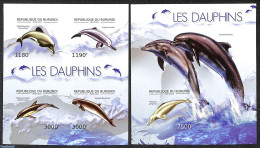 Burundi 2012 Dolphins  2 S/s, Imperforated, Mint NH, Sea Mammals - Sonstige & Ohne Zuordnung