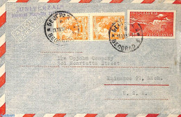 Yugoslavia 1951 Aerogramme, Uprated To USA, Used Postal Stationary - Covers & Documents