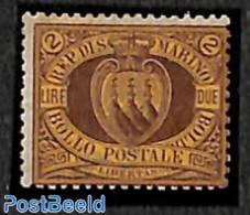 San Marino 1892 2L, Stamp Out Of Set, Unused (hinged) - Neufs