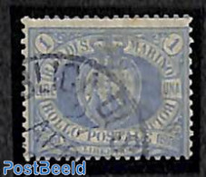 San Marino 1894 1L Blue, Used, Used Stamps - Usati