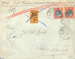 Netherlands 1906 Registered Valued Letter From Deventer To Nürnberg, 2x25c Bontkraag, Postal History - Covers & Documents