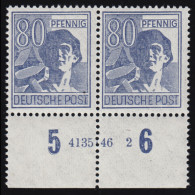 957HAN Kontrollrat II 80 Pf Unterrandpaar Mit HAN 4135.46 2, Ungefaltet, ** - Postfris