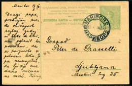 YUGOSLAVIA 1924 King Alexander 0.50 D.postcard Used Maribor .  Michel P59 IIb - Entiers Postaux