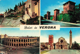 ITALIE - Saluti Da Verona - Teatro Romano - Castelvecchio - Arena - Basilica Di S Zeno - Carte Postale Ancienne - Verona