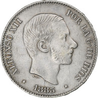 Espagne, Philippines, Alfonso XII, 50 Centimos, 1885, Manila, Argent, TTB+ - Eerste Muntslagen