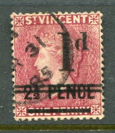 1885 St Vincent 1d On 2 1/2d On 1d. Used Sg 46 - St.Vincent (...-1979)