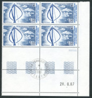 TAAF - N°130  - AEROGENERATEUR - 4 BLOCS DE 4 - COINS DATES 28.8.87 OBLITERES EN MARGE - Oblitérés