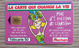 Telecarte Auchan La Carte Qui Change La Vie Violette - 1999