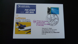 Premier Vol First Flight Chicago Los Angeles MD11 Cargo Lufthansa 2002 - Cartas & Documentos