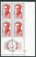 TAAF - N°134  - ROBERT GESSAIN - 4 BLOCS DE 4 - COINS DATES 1.7.87 OBLITERES EN MARGE - Used Stamps