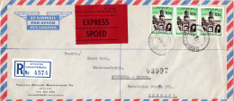 L79105 - Südafrika - 1962 - 3@10c Festung Kapstadt A R-LpEilBf OPHIRTON -> JOHANNESBURG -> Westdeutschland - Lettres & Documents