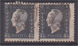 Marianne De Dulac Paire Du N°696 4F50 Gris Foncé Piquage Décalé Oblitéré Voir Le Scan Recto/verso. - Used Stamps