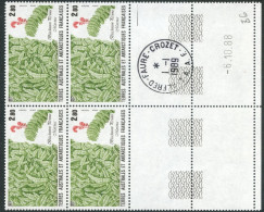 TAAF - N°143  - FLORE - 4 BLOCS DE 4 - COIN DATE 6.10.88  OBLITERES EN MARGE - Gebraucht