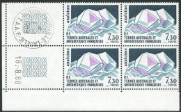 TAAF - N°145  - MINERAUX - 3 BLOCS DE 4 - COIN DATE 18.08.88  OBLITERES EN MARGE - Oblitérés