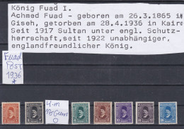 ÄGYPTEN - EGYPT  - REGIERENDE MONARCHIE - KÖNIG FUAD POSTE  PORTRÄT AUSGABE 1936 MH - Unused Stamps