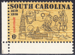 !a! USA Sc# 1407 MNH SINGLE From Lower Left Corner - South Carolina - Unused Stamps