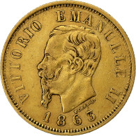 Italie, Vittorio Emanuele II, 10 Lire, 1863, Turin, Or, TB+, KM:9.3 - 1861-1878 : Víctor Emmanuel II