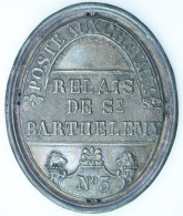 Plaque Métier, POSTE AUX CHEVAUX, RELAIS DE ST BARTHELEMY, 1830-48 Monarchie Juillet .. Postillon Départ N°3,  AMELING, - Plaques D'immatriculation