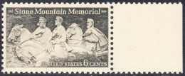 !a! USA Sc# 1408 MNH SINGLE W/ Right Margin - Stone Mountain Memorial - Ongebruikt