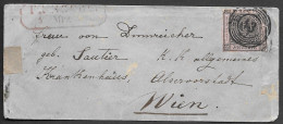 Germany Baden Freiburg Sealed Cover Mailed To Wien Austria 1850s. Numeral Cancel 43. Adel Seal - Lettres & Documents