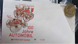 Medalla 100 Años Del Automobil First Cover Day - Monétaires/De Nécessité