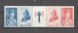 Yvert 568 à 571 - Pétain - Francisque - Bande De 4 Timbres + Intervalle (Françisque) - 1941-42 Pétain