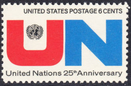 !a! USA Sc# 1419 MNH SINGLE (a2) - The United Nations; 25th Anniv. - Ungebraucht