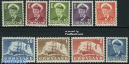 Greenland 1950 Definitives 9v, Mint NH, Transport - Ships And Boats - Neufs