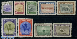 Greenland 1945 Definitives 9v, Mint NH, Nature - Sport - Animals (others & Mixed) - Bears - Birds - Dogs - Horses - Se.. - Neufs